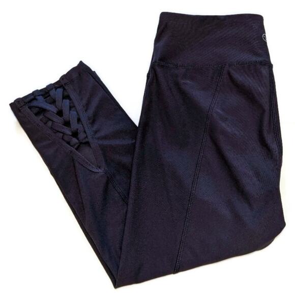 VOGO Athletica Pants - VOGO Purple Athletic Leggings Ankle Braid Detail Cropped Activewear Gym Yoga M